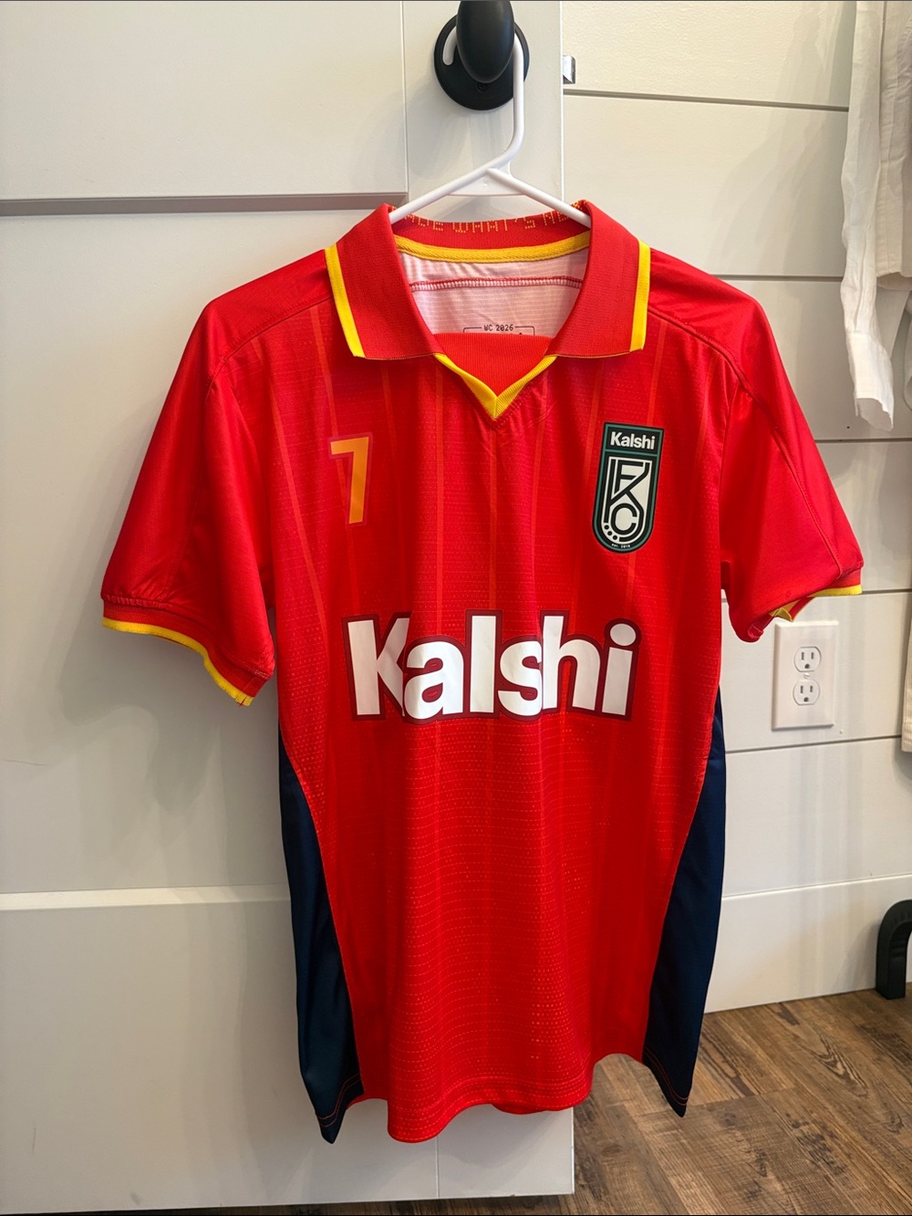 Red Women's Athletic Jersey with Yellow Trim